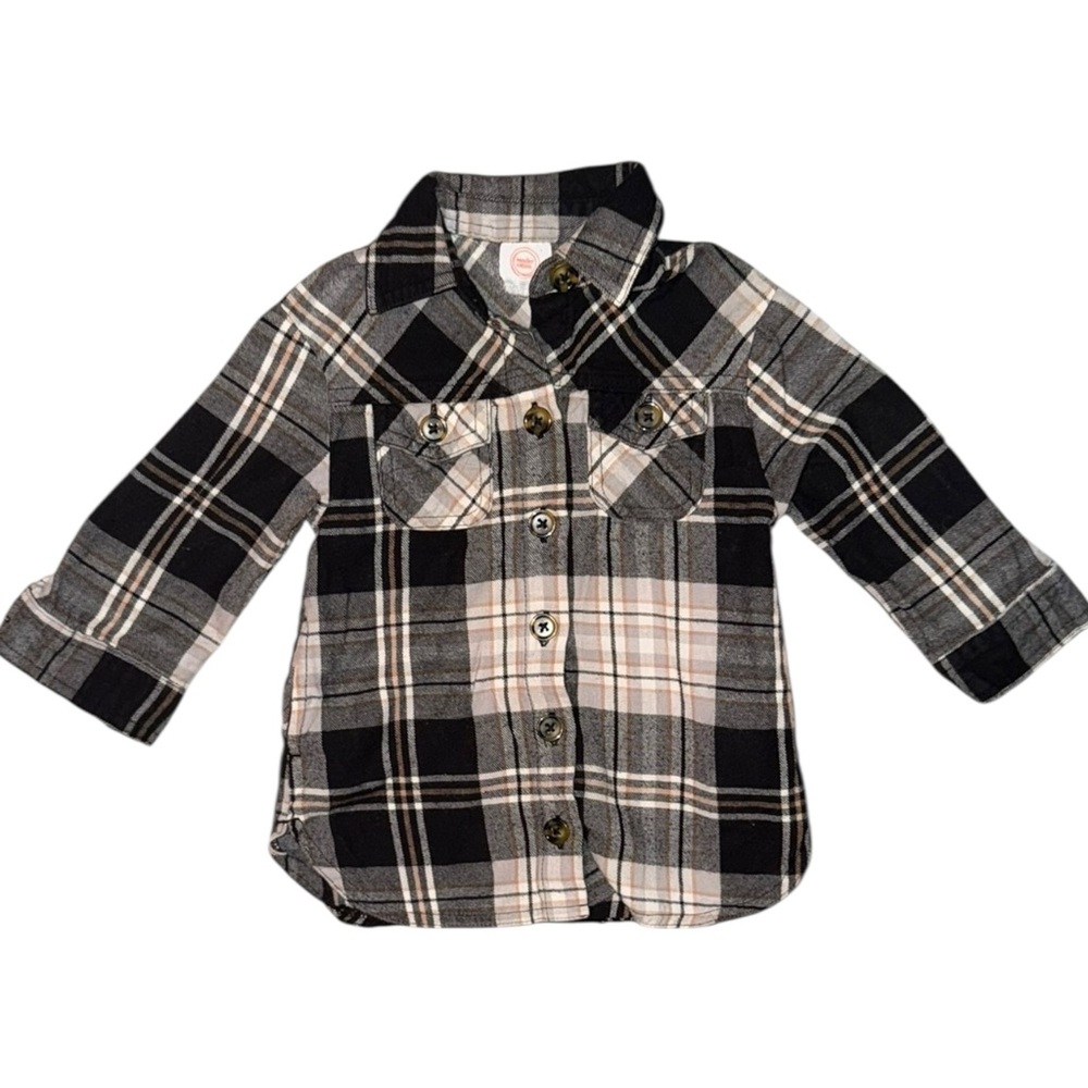 Fall Plaid Kids Flannel Shirt - Black and White